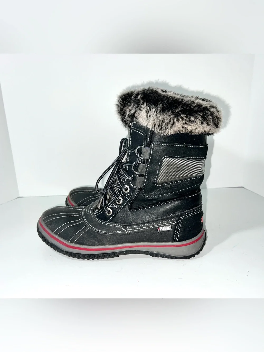Pajar Canada Waterproof Winter Boots Black Faux Fur Lace Up Women’s 8.5 US / 39